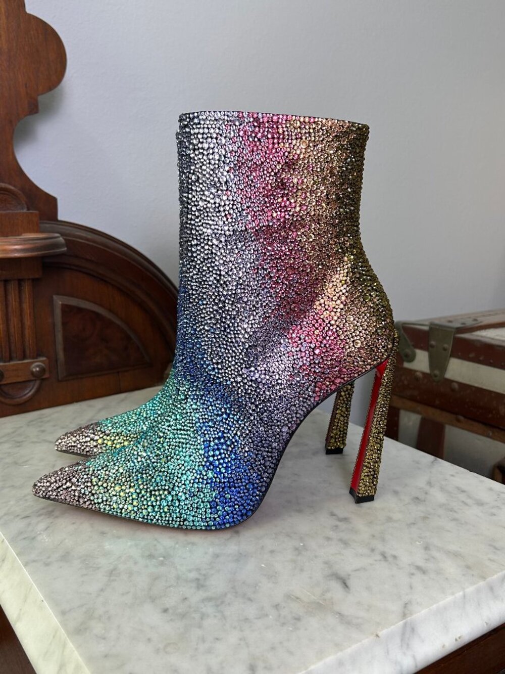 Christian Louboutin Condora Strass Booty 100 size 38.5 NIB